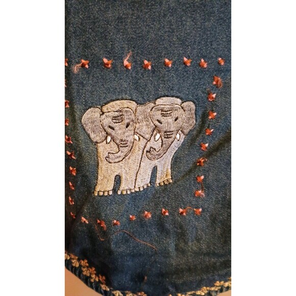 Christopher & Banks Denim Vest Embroidered Noahs Ark Size XL Blue Vintage - Picture 4 of 11